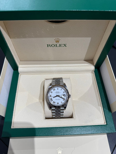Rolex Datejust 41mm white Roman dial 2020 model includes box and papers - full set