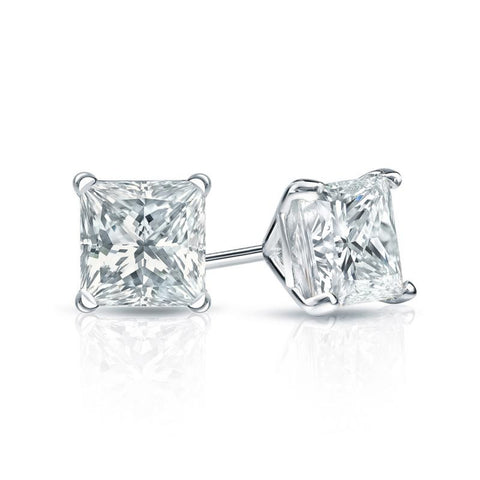 0.50Ct Princess Cut Natural Diamond Earrings