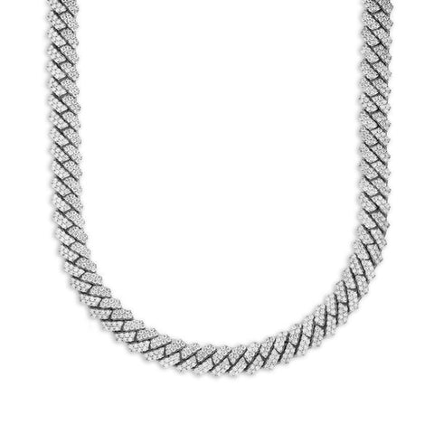 10KT White Gold Miami Cuban Diamond Chain
