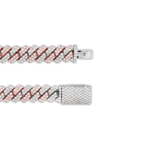 10KT Rose Gold Two Tone Miami Cuban Diamond Chain