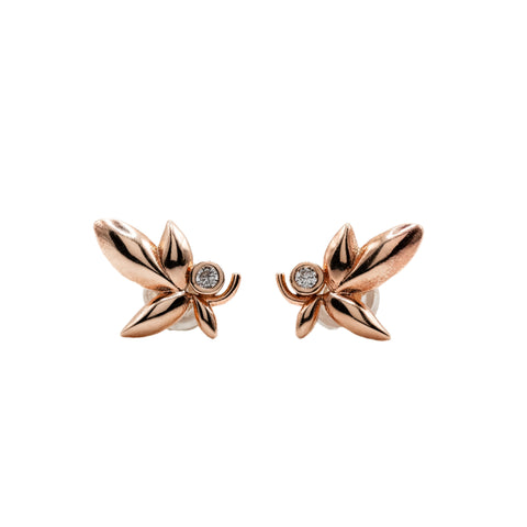 10KT Rose Gold Olive Inspired Earrings W/ Natural Diamond