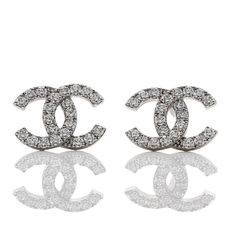 10KT White Gold CC Style Earrings