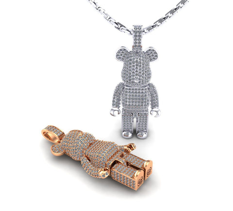Gold Bear Brick Custom Diamond Pendant