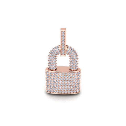 Solid Gold Diamond Padlock Pendant
