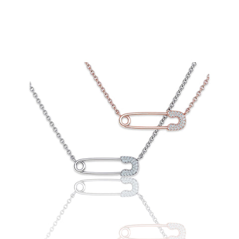 Custom Diamond Safety Pin Necklace