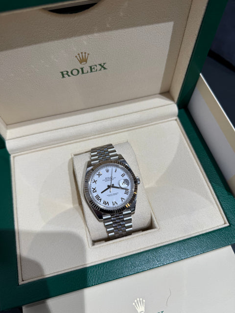 Rolex Datejust 41mm white Roman dial 2020 model includes box and papers - full set