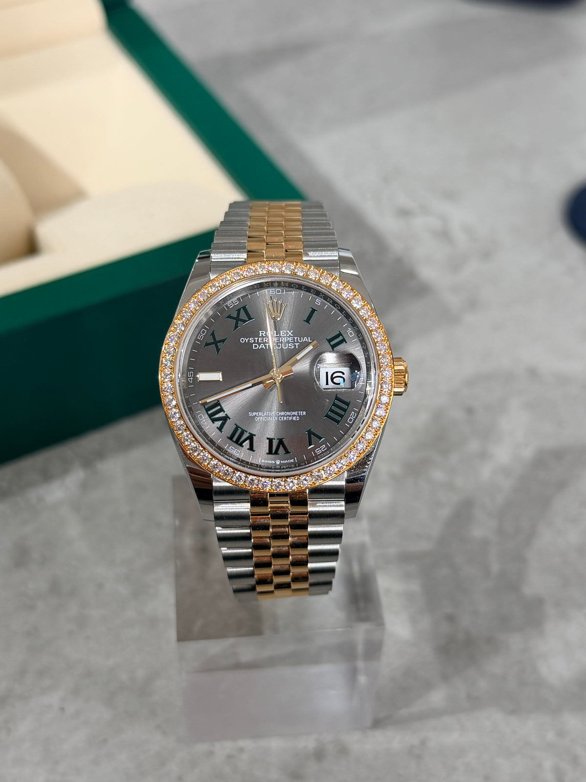 Rolex Datejust 36 “Wimbledon” — Factory Diamond Bezel