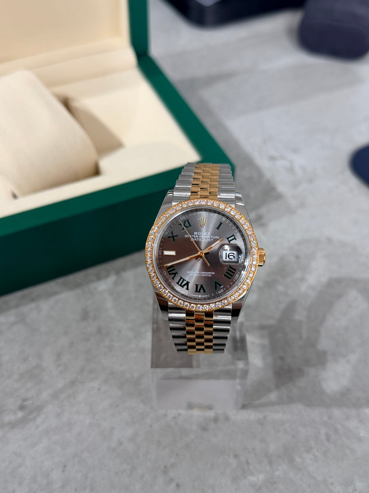 Rolex Datejust 36 “Wimbledon” — Factory Diamond Bezel