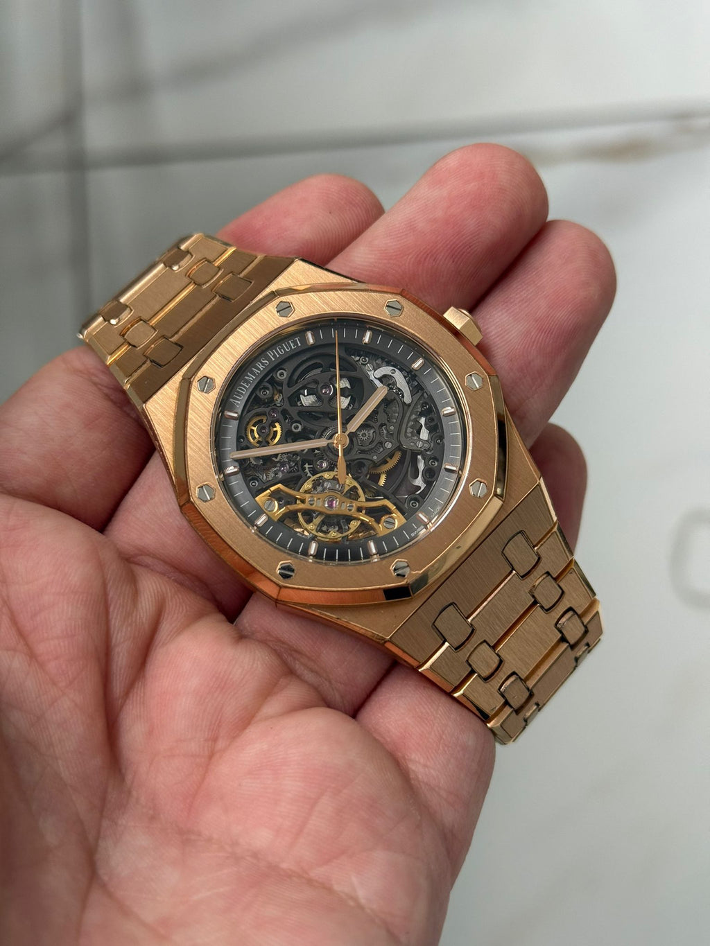 2025 Audemars Piguet Royal Oak Flying Tourbillon Openworked 26735SG – Sand Gold – Full Set