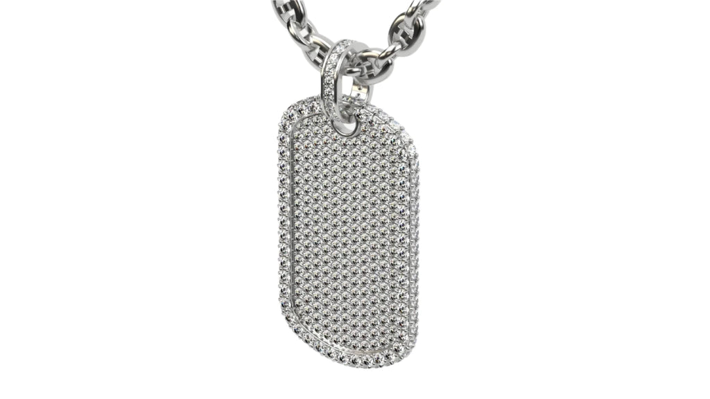 Medium Size Diamond Custom Dog Tag Pendant