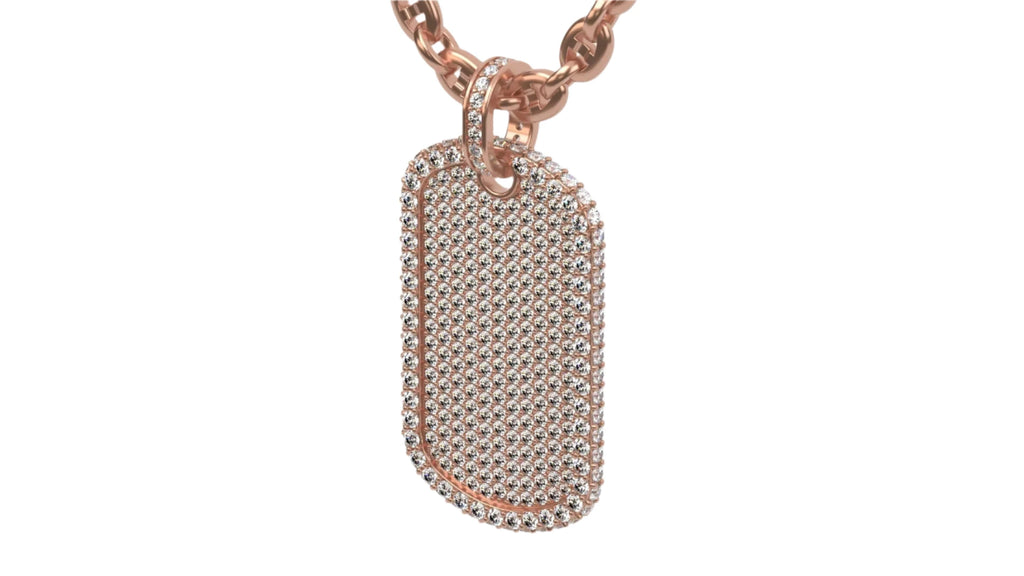 Medium Size Diamond Custom Dog Tag Pendant