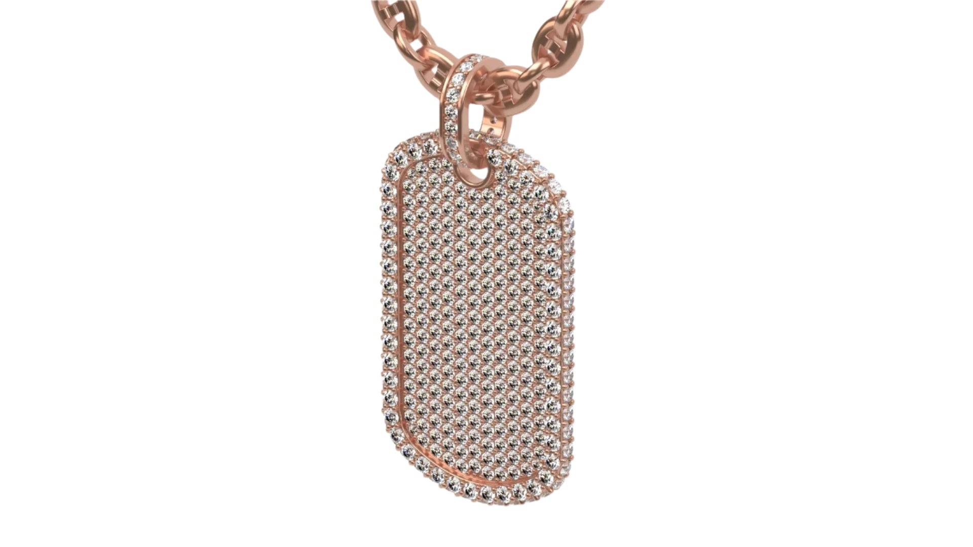 Medium Size Diamond Custom Dog Tag Pendant