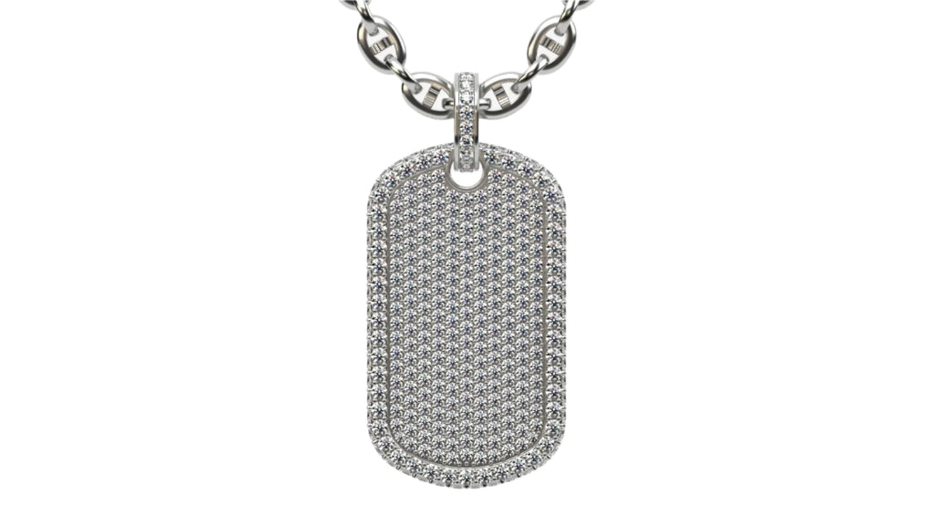 Medium Size Diamond Custom Dog Tag Pendant