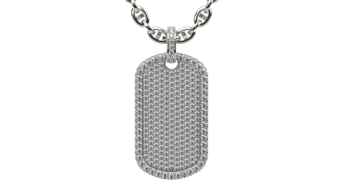 Medium Size Diamond Custom Dog Tag Pendant