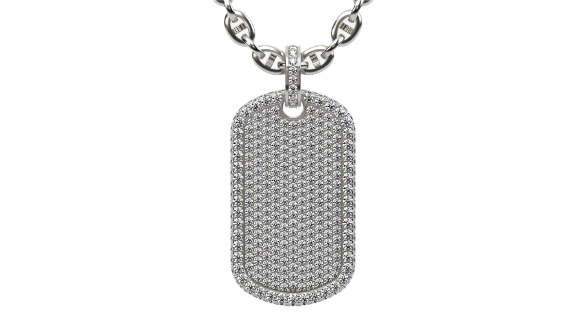 Medium Size Diamond Custom Dog Tag Pendant