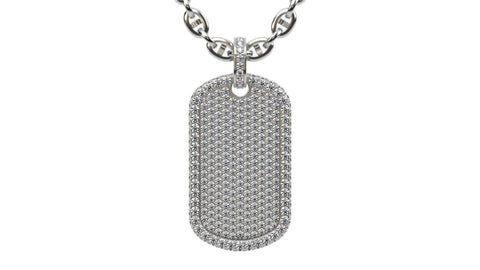Medium Size Diamond Custom Dog Tag Pendant