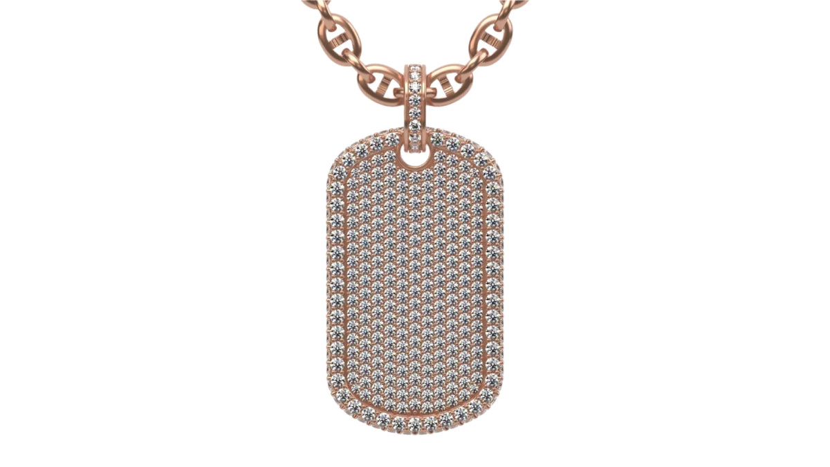 Medium Size Diamond Custom Dog Tag Pendant