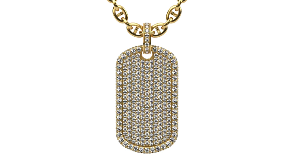 Medium Size Diamond Custom Dog Tag Pendant