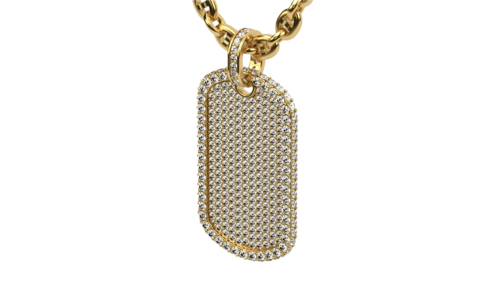 Medium Size Diamond Custom Dog Tag Pendant