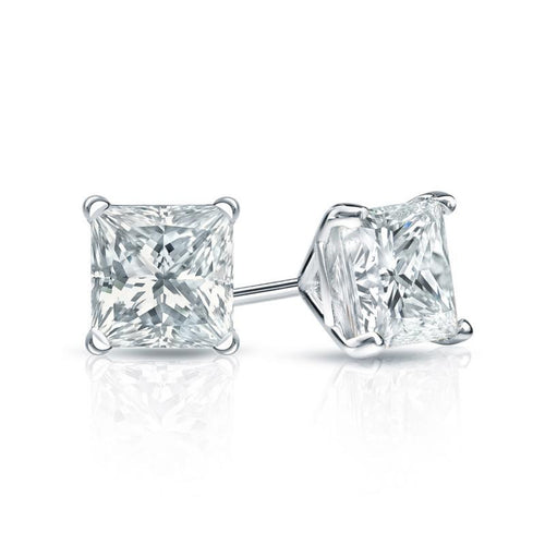 0.50Ct Princess Cut Natural Diamond Earrings