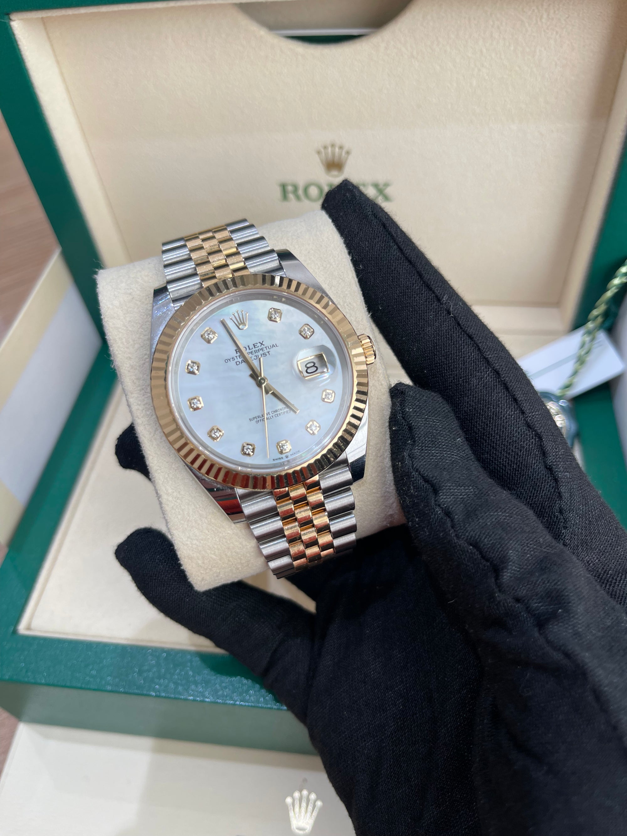 2022 Rolex Date-Just Mother of Pearl Dial - Two Tone