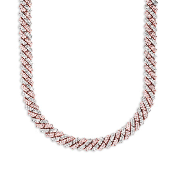 10KT Rose Gold Two Tone Miami Cuban Diamond Chain