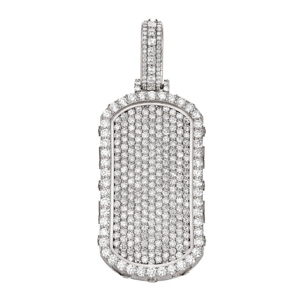 Large Dog Tag W/ Natural Diamonds