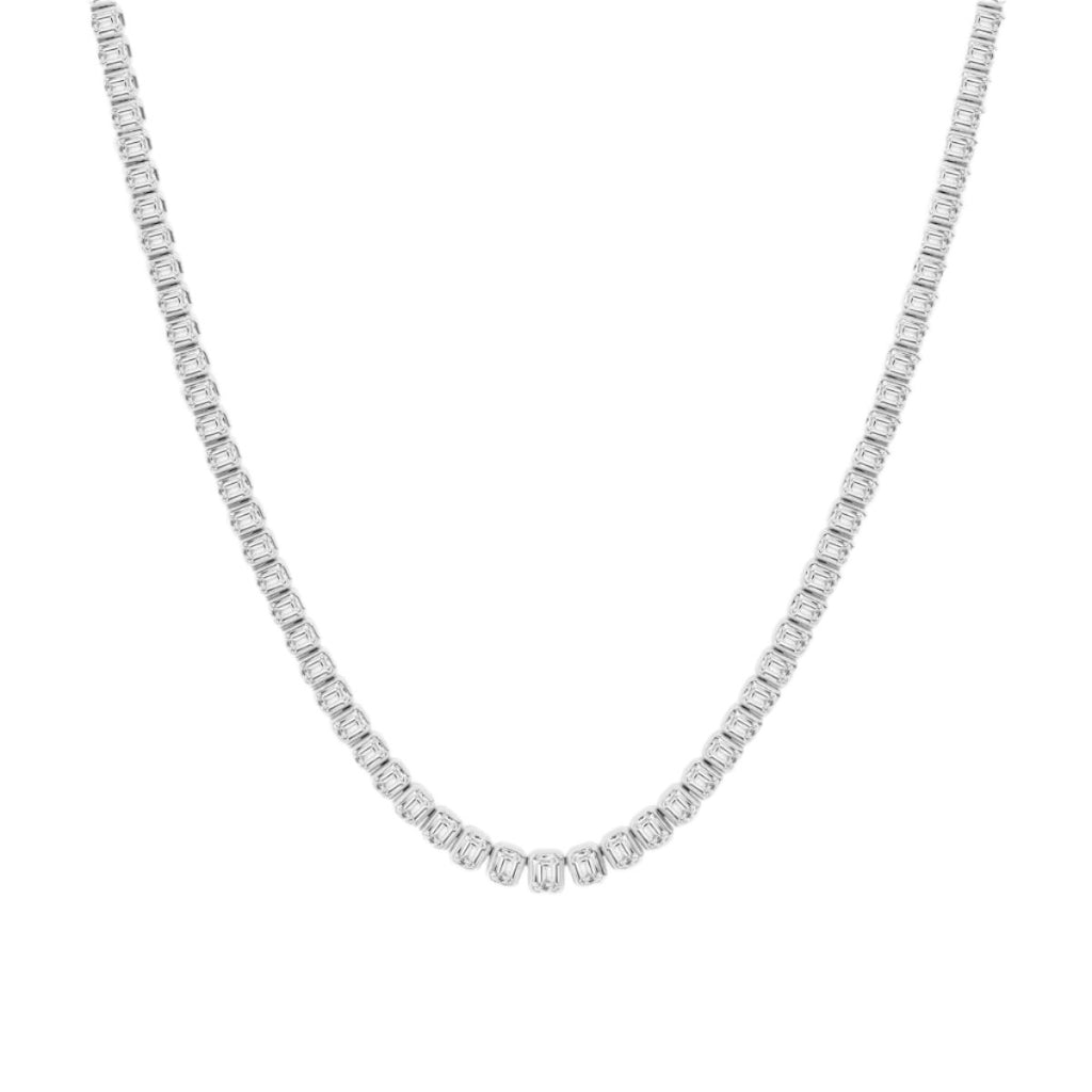 16.10CT Emerald Lab Grown Diamond Graduated Tennis Necklace