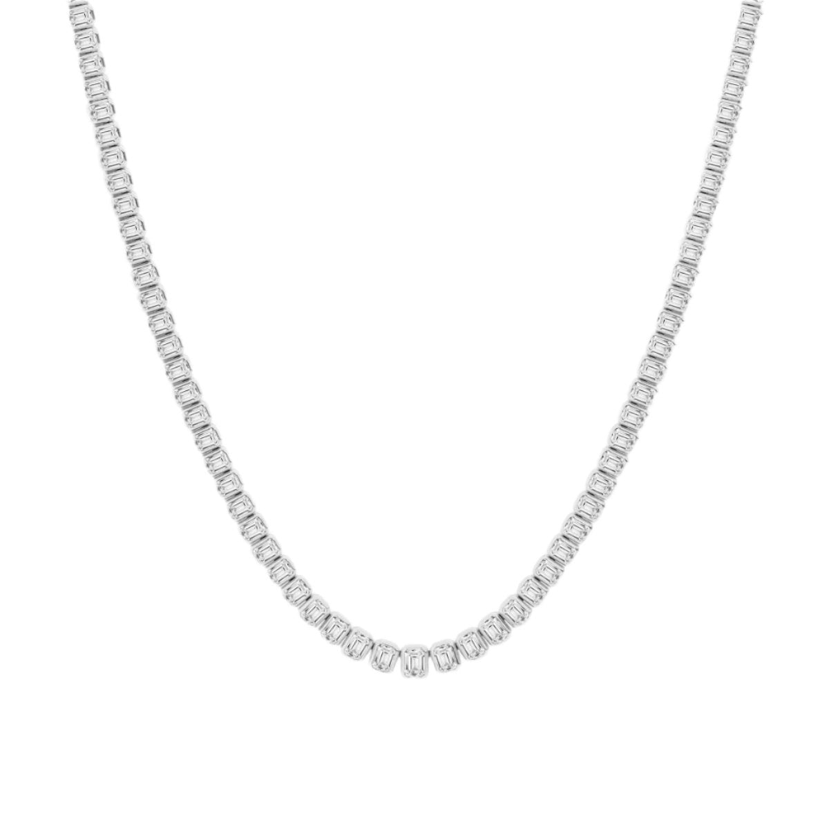 16.10CT Emerald Lab Grown Diamond Graduated Tennis Necklace