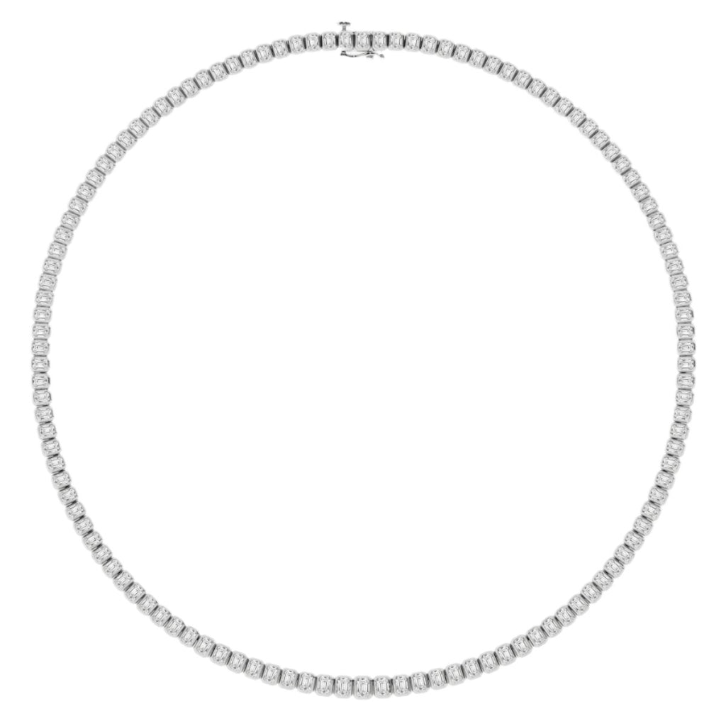 16.10CT Emerald Lab Grown Diamond Graduated Tennis Necklace