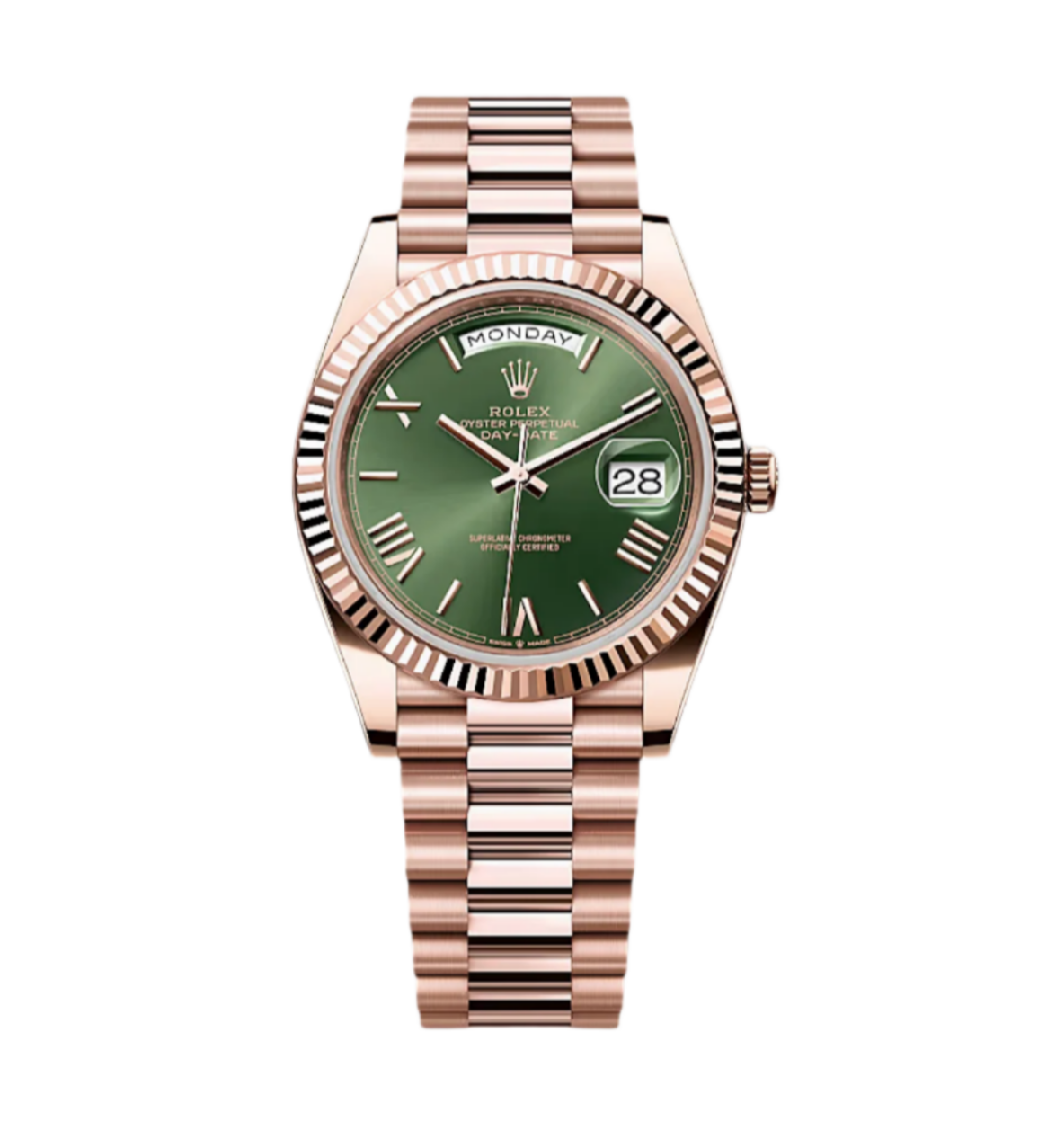 2022 Rolex Day-Date Rose Gold Olive Dial