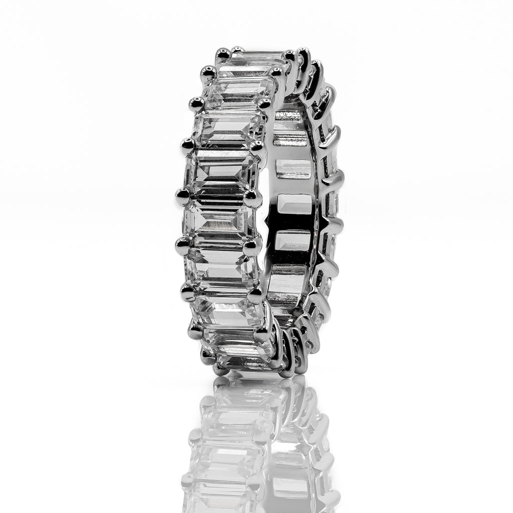 18KT White Gold Emerald Cut Eternity Band