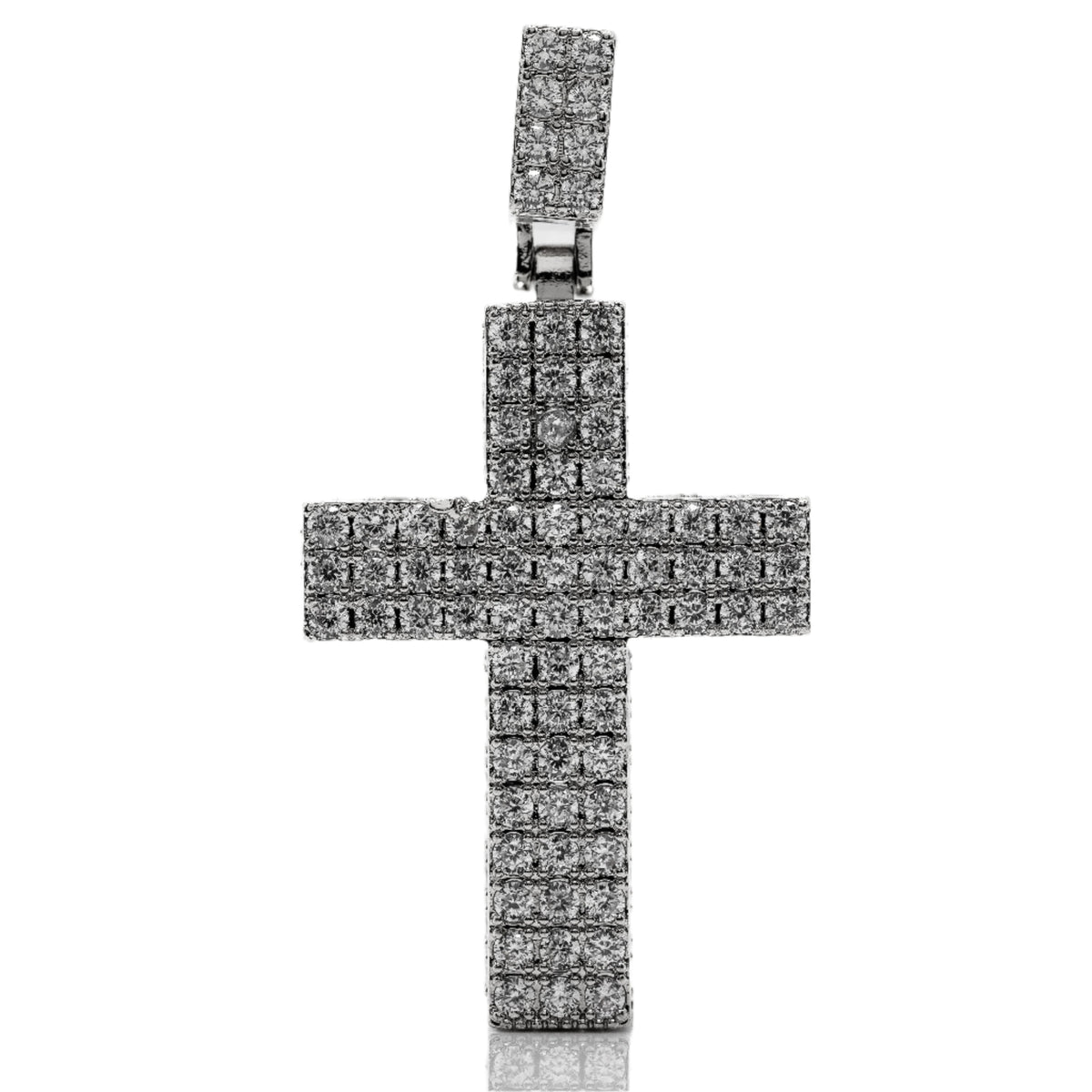 Solid 18KT White Gold Cross Pendant W/ 2.80CT Natural Diamonds