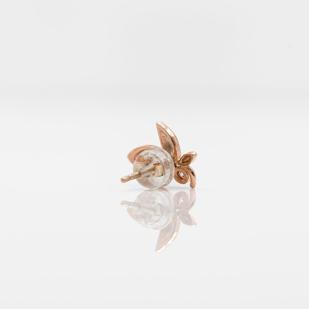10KT Rose Gold Olive Inspired Earrings W/ Natural Diamond