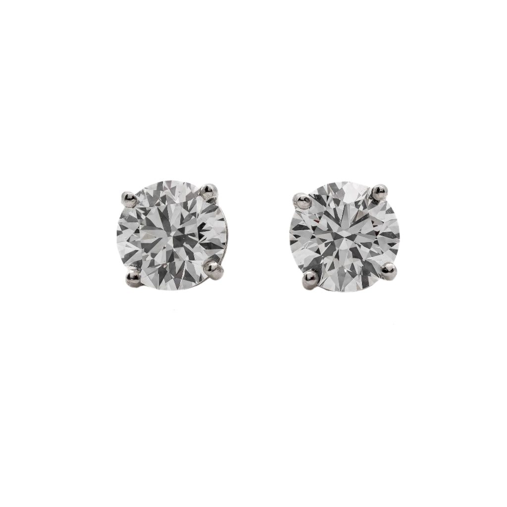 18KT White Gold 4.38CTW Round Stud Earrings