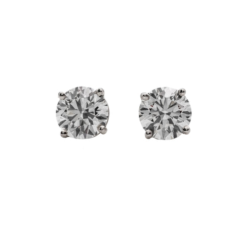 18KT White Gold 4.38CTW Round Stud Earrings