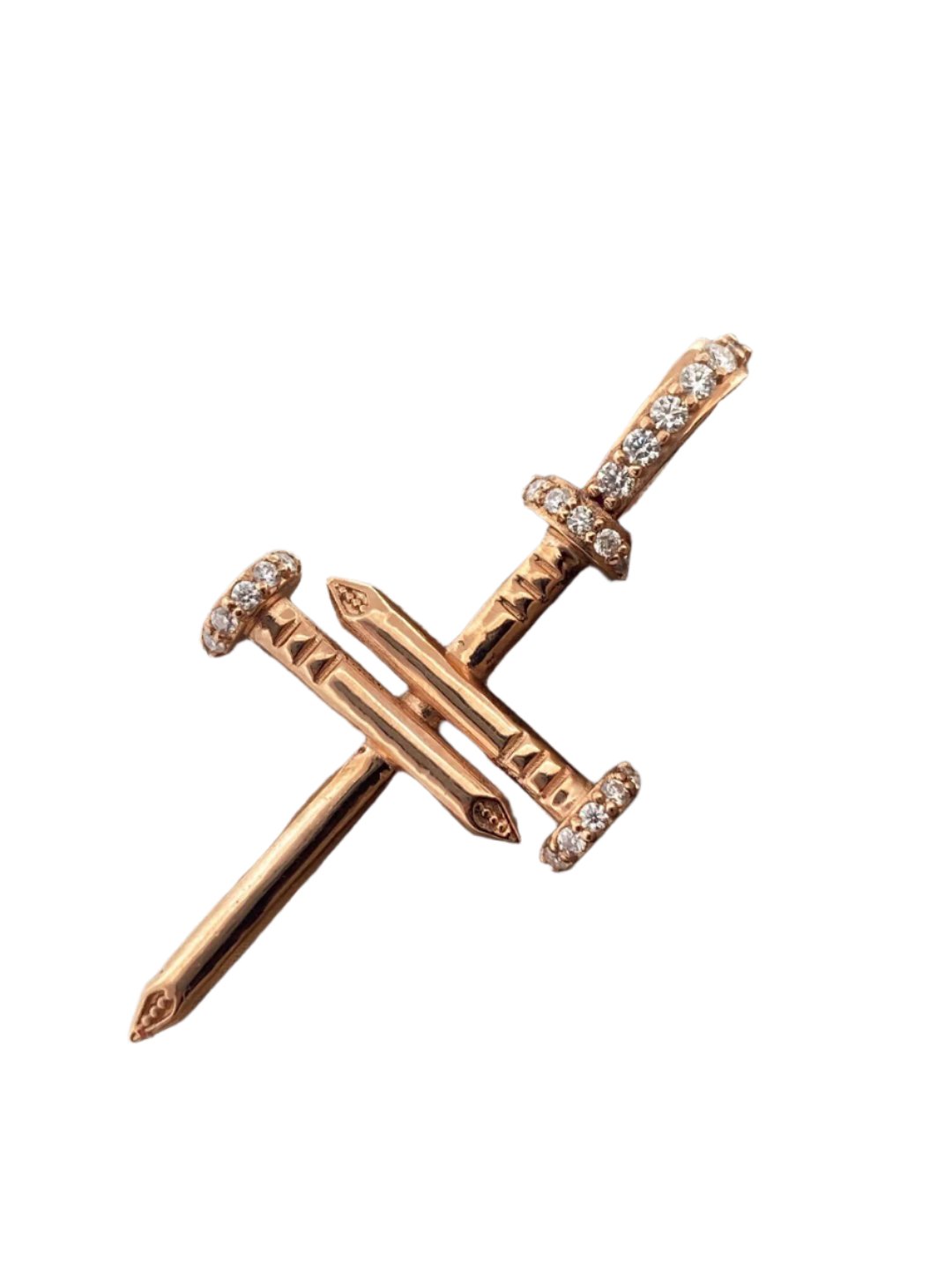 10KT Nail Cross Pendant VS1 Diamond