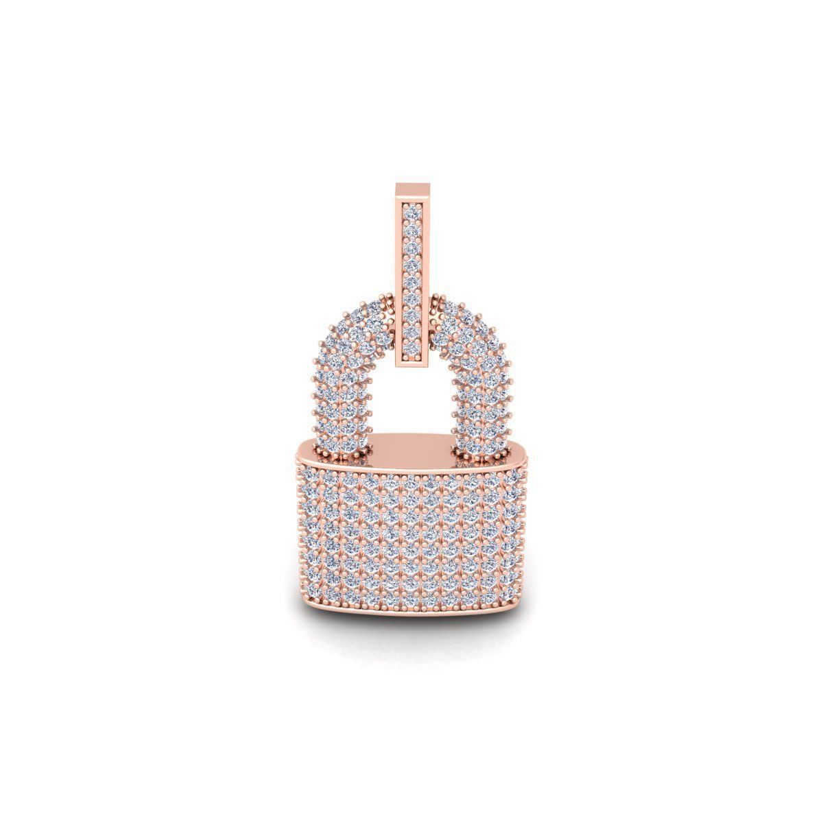 Solid Gold Diamond Padlock Pendant