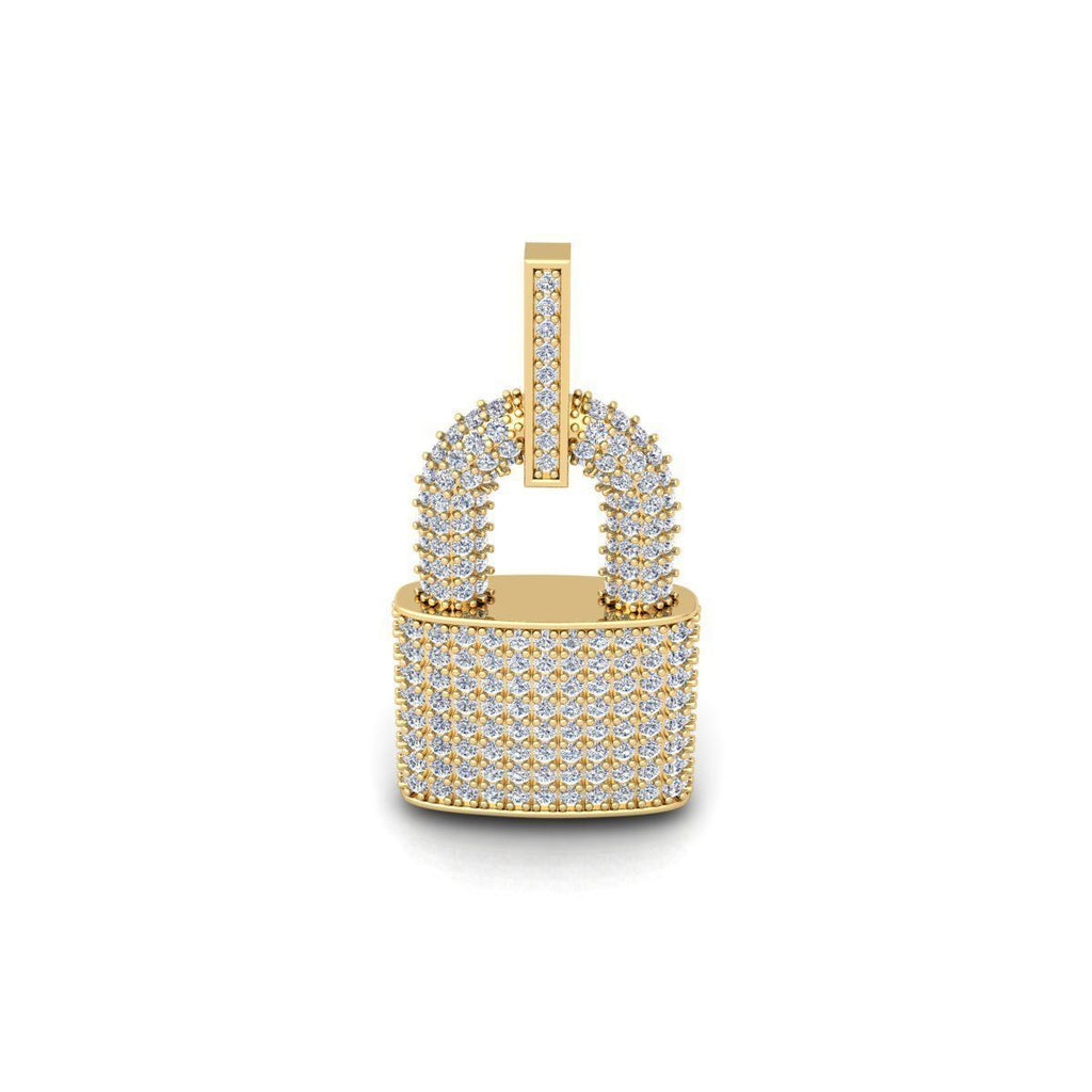 Solid Gold Diamond Padlock Pendant