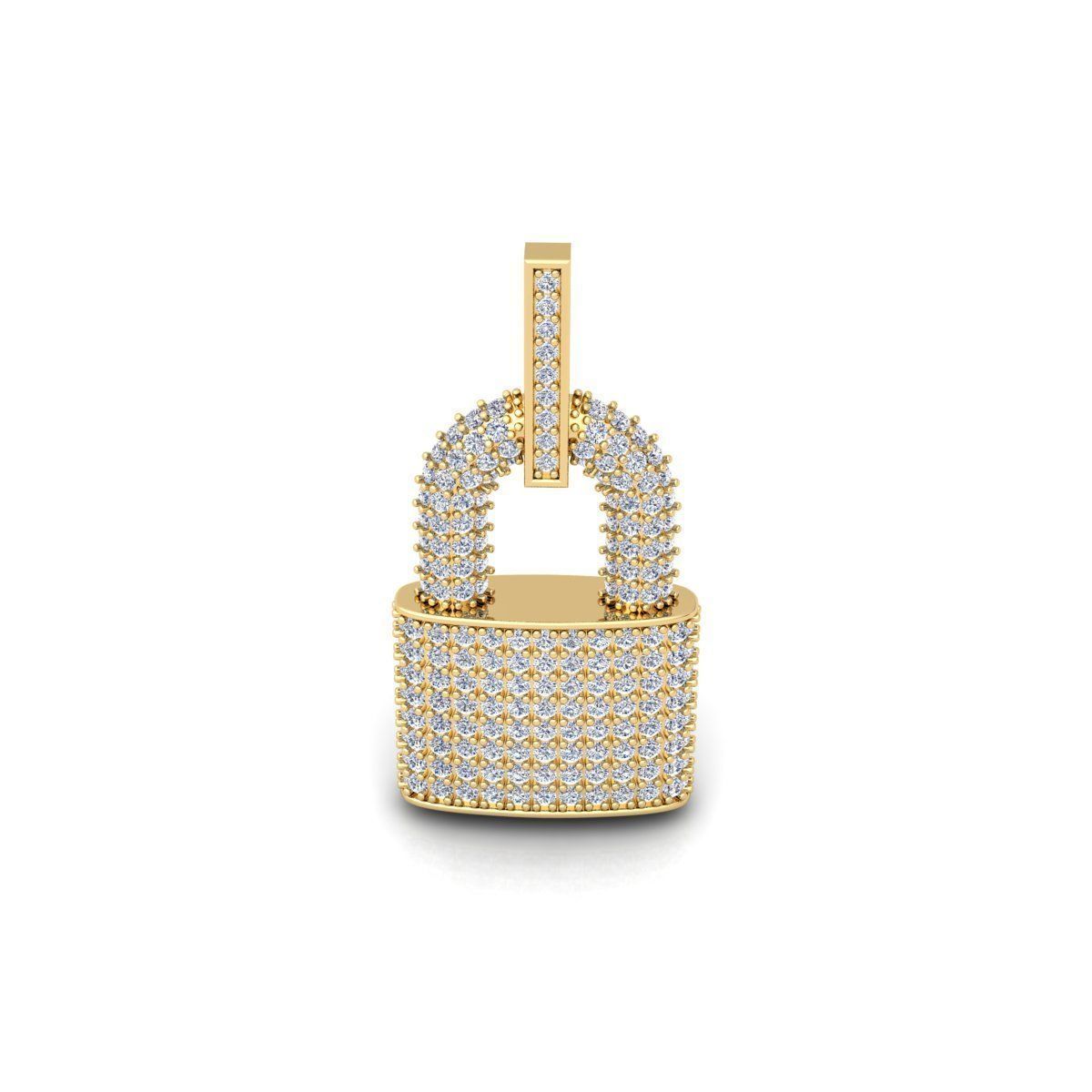Solid Gold Diamond Padlock Pendant