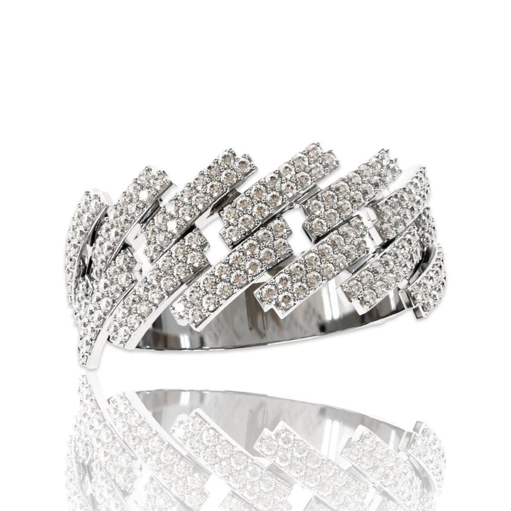 18mm White Gold Miami Cuban Style Ring