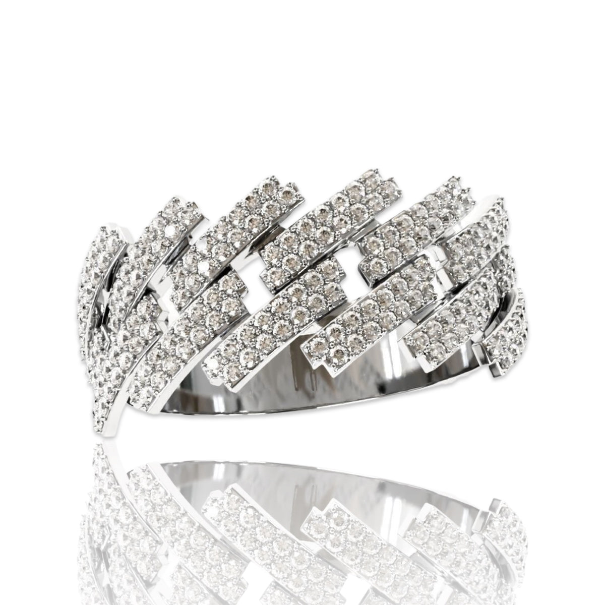 18mm White Gold Miami Cuban Style Ring